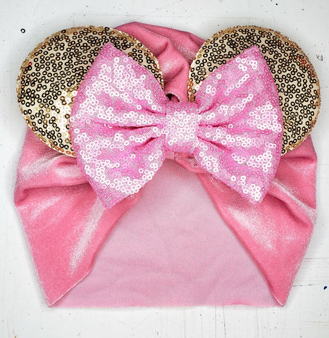 Pink & Gold Minnie Ear BABY Turban