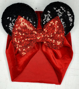 Red Velvet Minnie Ear BABY Turban