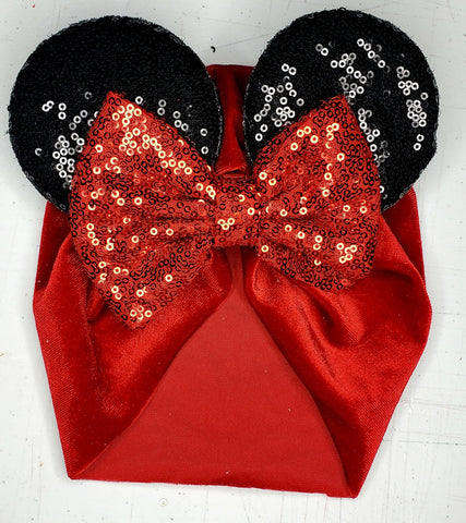 Red Velvet Minnie Ear BABY Turban