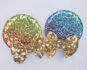 Metallic Rainbow Minnie Ear Clips