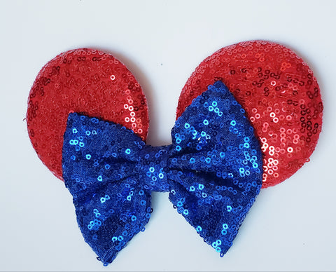 USA xLarge Hair Bow Solid Red & Blue